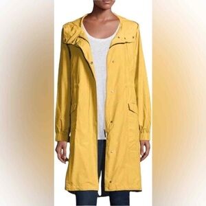 Eileen Fisher Hooded Snap Zip Front Water Resistant Long Anorak Jacket Sz M